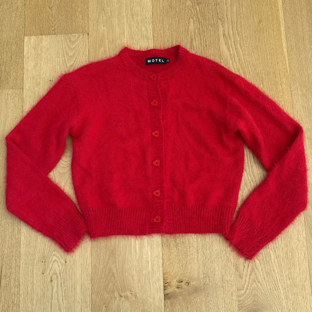 Motel Cardigan Fluffy Audrina Size XS Red